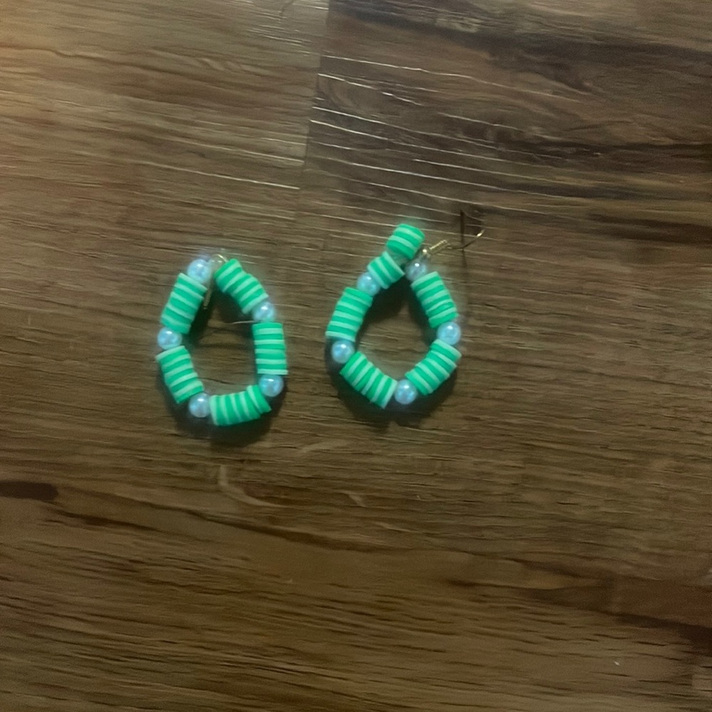 Apple green earrings. Homemade. Preppy.